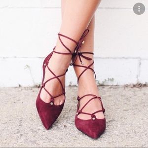 Halogen - Beautiful burgundy lace up flats